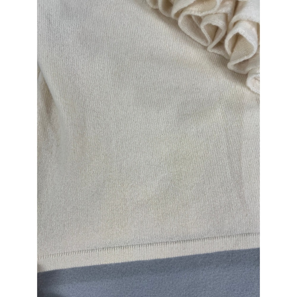 RARE Ralph Lauren Black Label Cream Cashmere Ruffle Sweater Coquette Victorian M - Picture 5 of 10